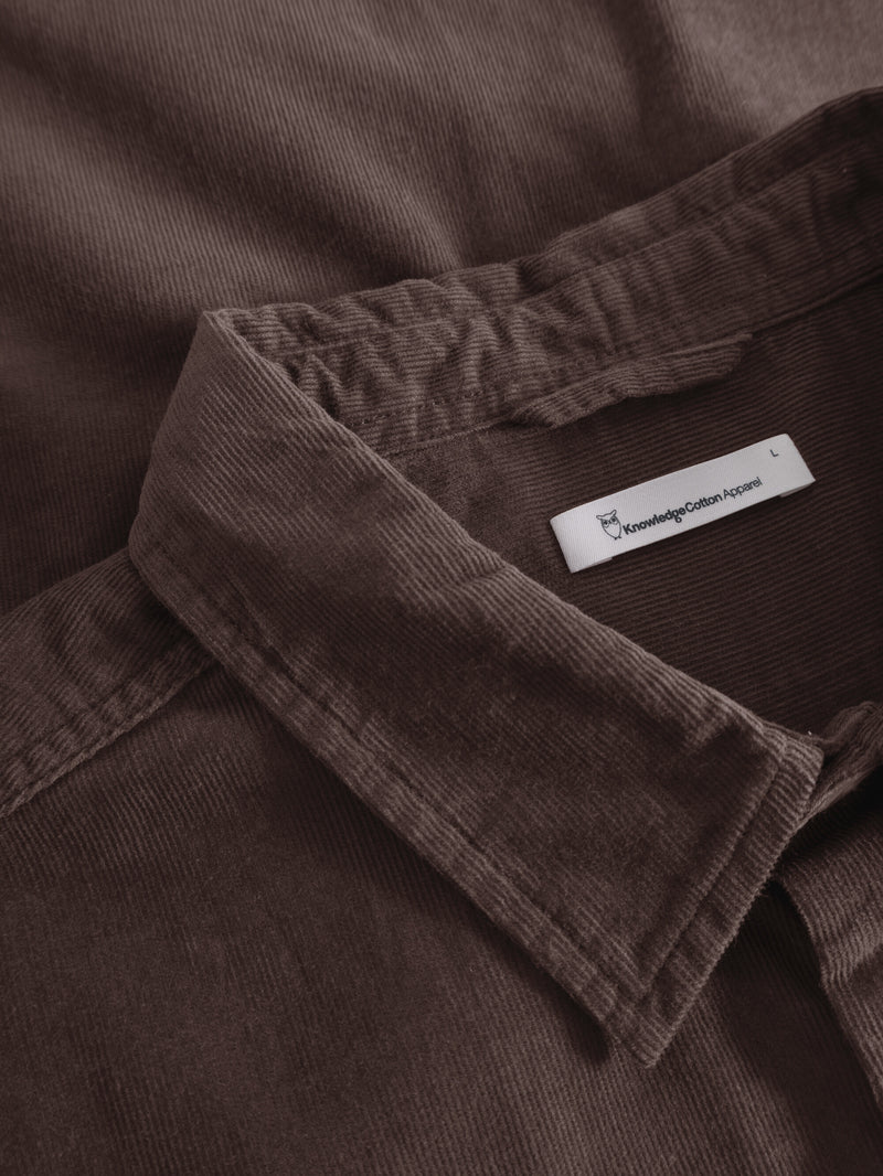 KnowledgeCotton Apparel - MEN Regular fit corduroy shirt Shirts 1394 Chocolate Plum