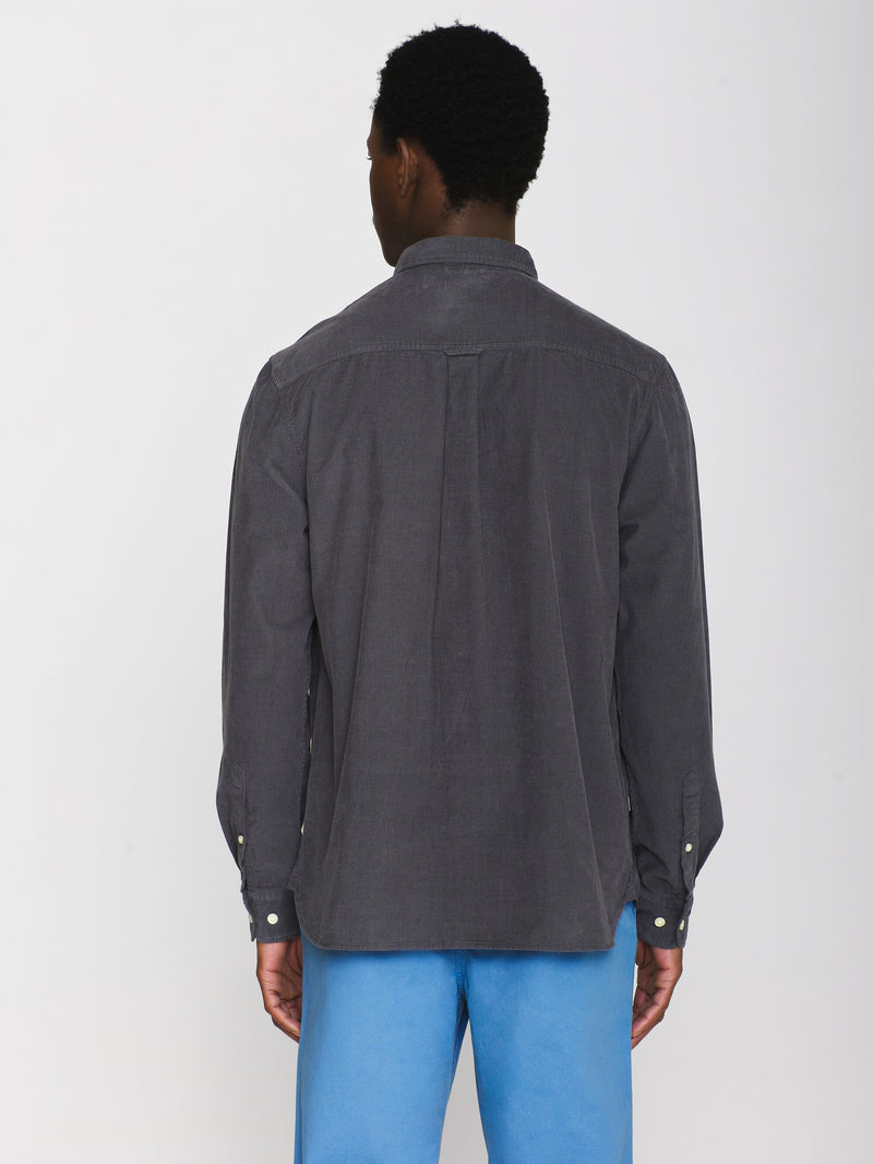 KnowledgeCotton Apparel - MEN Regular fit corduroy shirt Shirts 1402 Gray Pinstripe