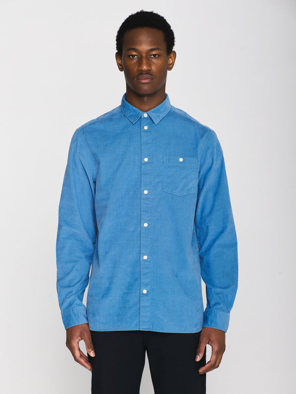 KnowledgeCotton Apparel - MEN Regular fit corduroy shirt Shirts 1427 Coronet Blue