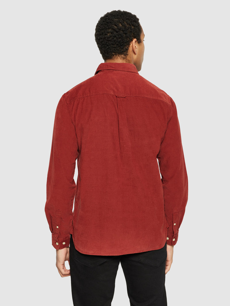KnowledgeCotton Apparel - MEN Regular fit corduroy shirt Shirts 1478 Fired Brick