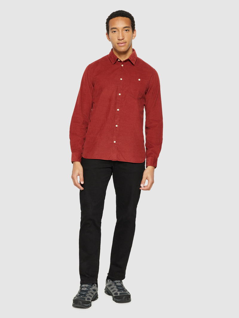 KnowledgeCotton Apparel - MEN Regular fit corduroy shirt Shirts 1478 Fired Brick