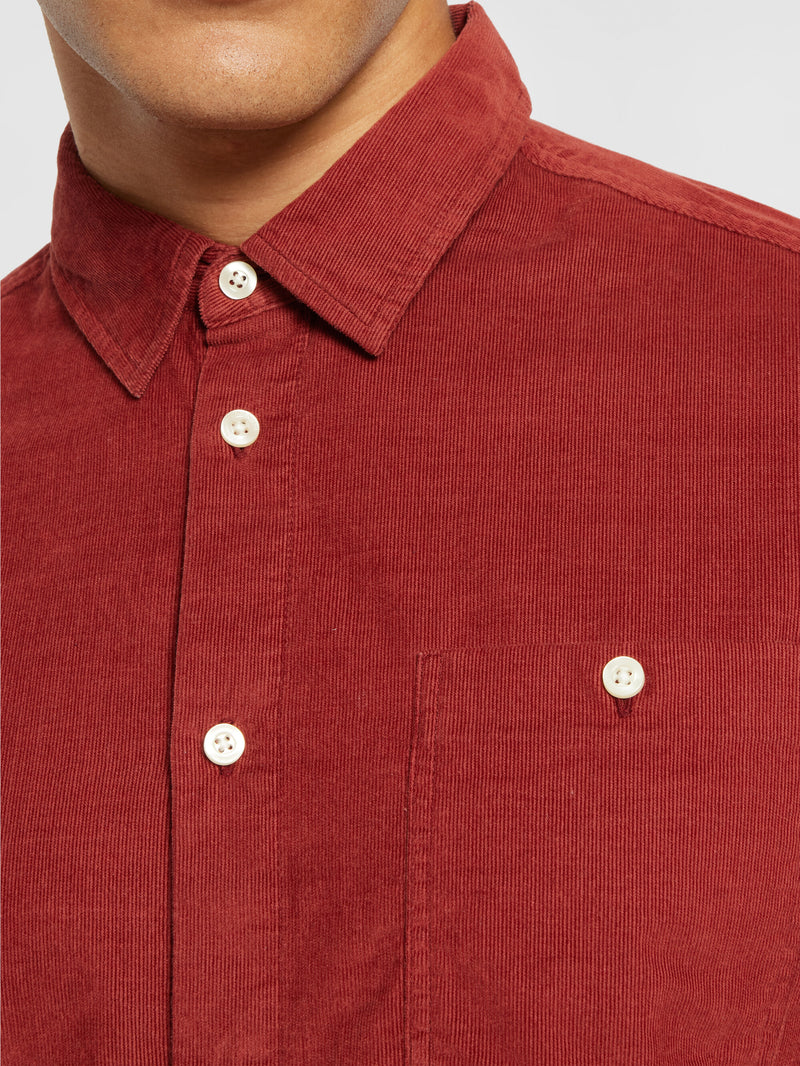 KnowledgeCotton Apparel - MEN Regular fit corduroy shirt Shirts 1478 Fired Brick