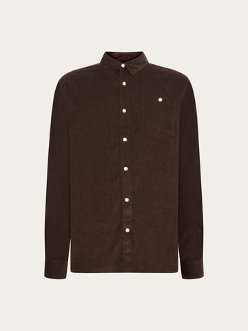 KnowledgeCotton Apparel - MEN Regular fit corduroy shirt Shirts 1487 Chocolate Torte