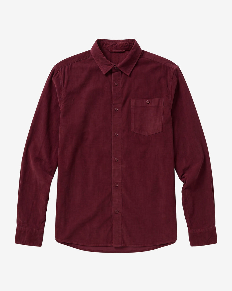 KnowledgeCotton Apparel - MEN Regular fit corduroy shirt Shirts 1500 Burgundy