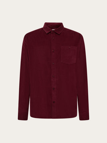 KnowledgeCotton Apparel - MEN Regular fit corduroy shirt Shirts 1500 Burgundy