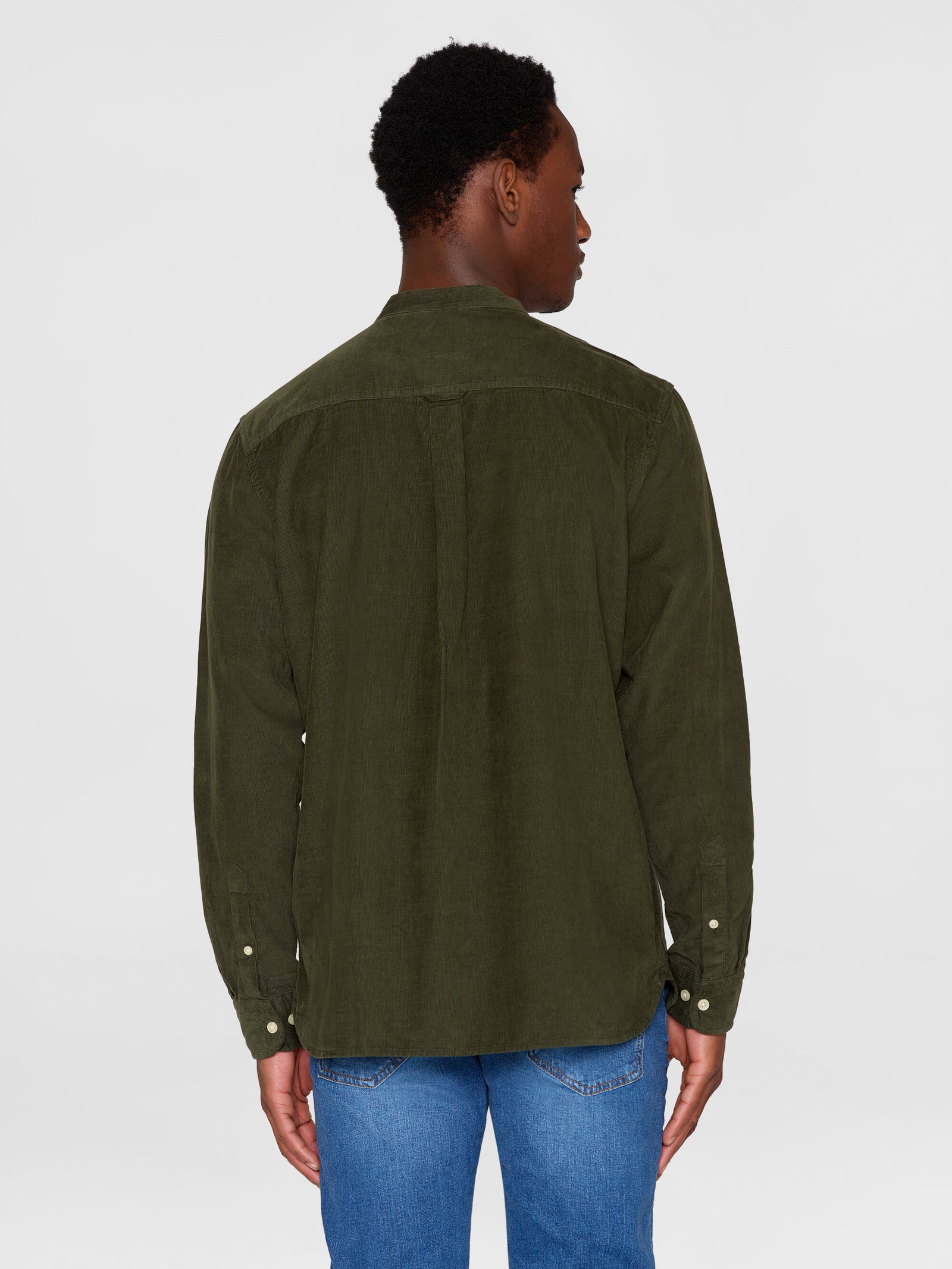 Danton - Corduroy Band Collar Shirt in Dark Navy – gravitypope