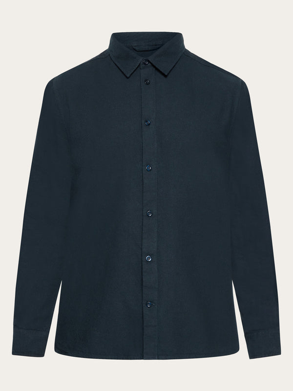 KnowledgeCotton Apparel - MEN Organic Cotton Flannel Shirt GOTS Shirts 1001 Total Eclipse