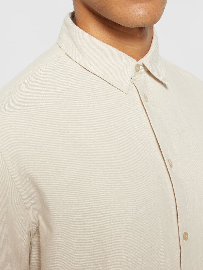KnowledgeCotton Apparel - MEN Organic Cotton Flannel Shirt GOTS Shirts 1228 Light feather gray