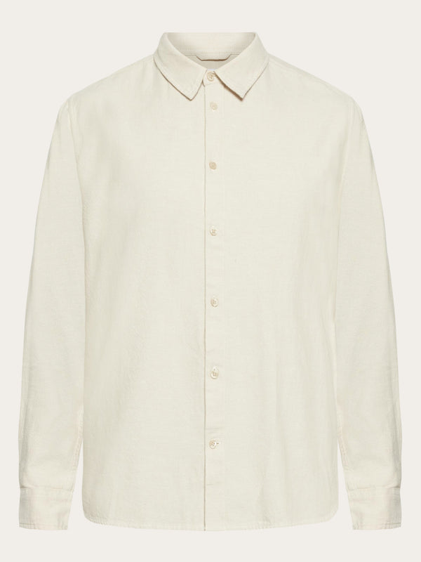 KnowledgeCotton Apparel - MEN Organic Cotton Flannel Shirt GOTS Shirts 1228 Light feather gray