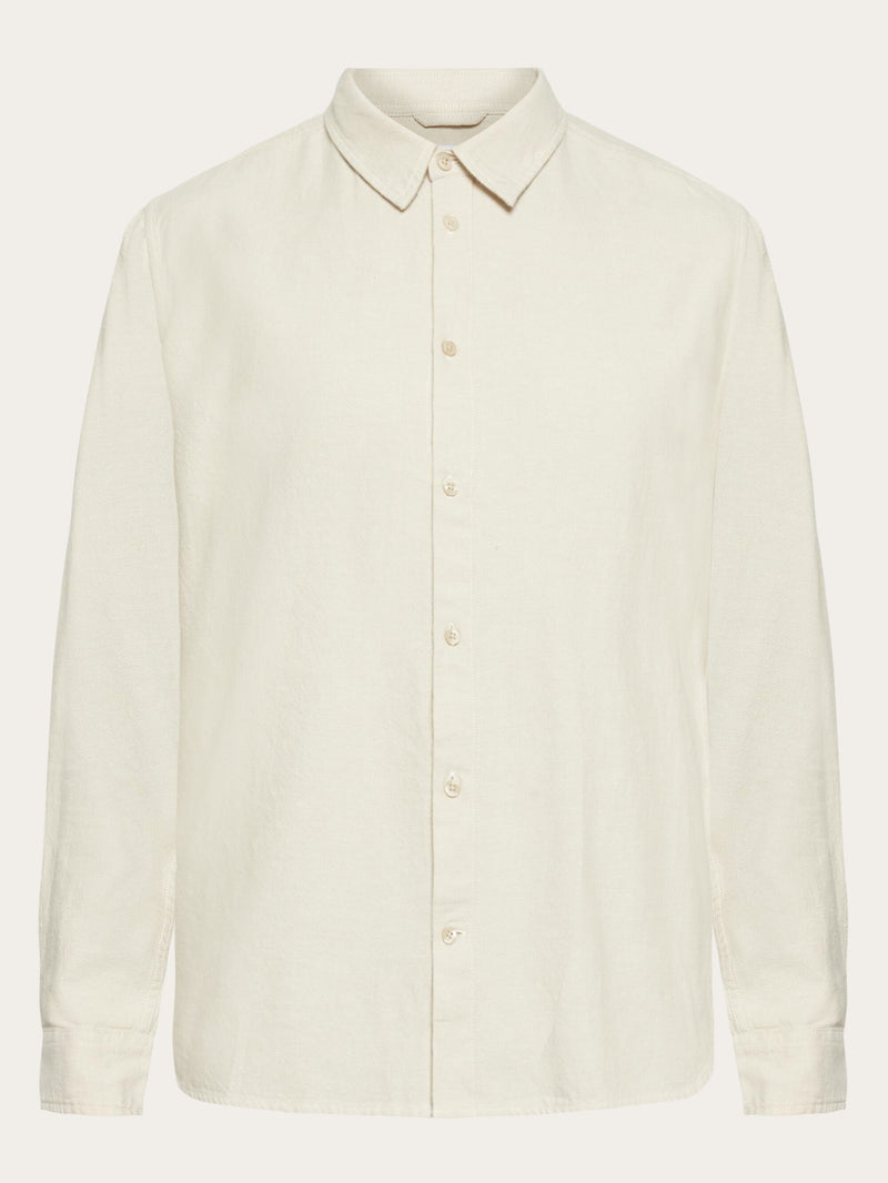 KnowledgeCotton Apparel - MEN Organic Cotton Flannel Shirt GOTS Shirts 1228 Light feather gray