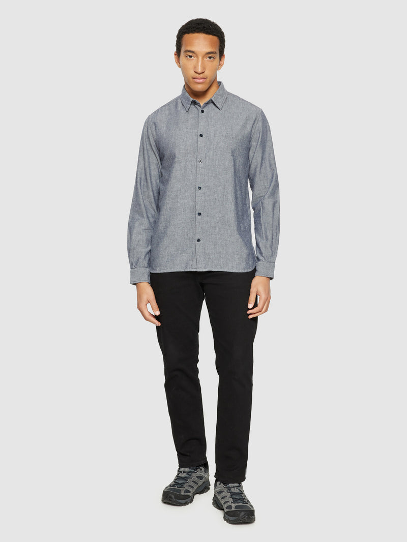 KnowledgeCotton Apparel - MEN Organic Cotton Flannel Shirt GOTS Shirts 1412 Night Sky