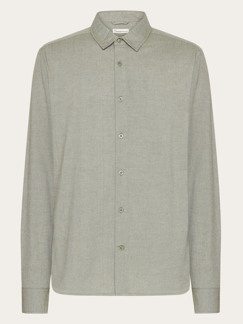 KnowledgeCotton Apparel - MEN Regular fit light twill shirt - GOTS/Vegan Shirts 1068 Burned Olive