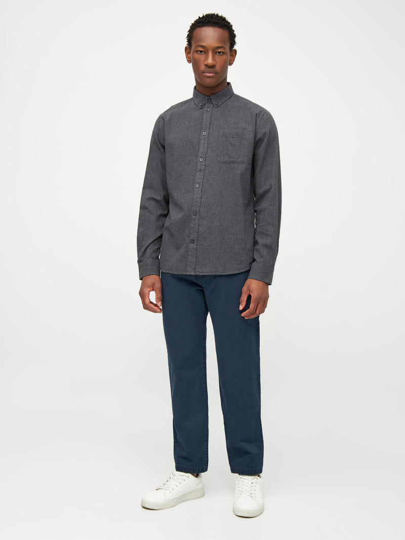 Regular fit melangé flannel shirt Dark Grey Melange