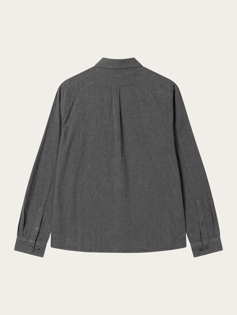 KnowledgeCotton Apparel - MEN Regular fit melangé flannel shirt Shirts 1073 Dark Grey Melange