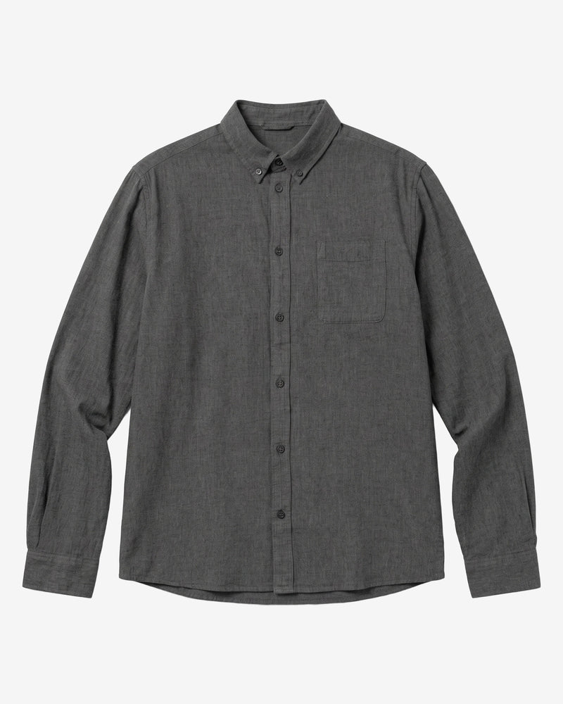 KnowledgeCotton Apparel - MEN Regular fit melangé flannel shirt Shirts 1073 Dark Grey Melange