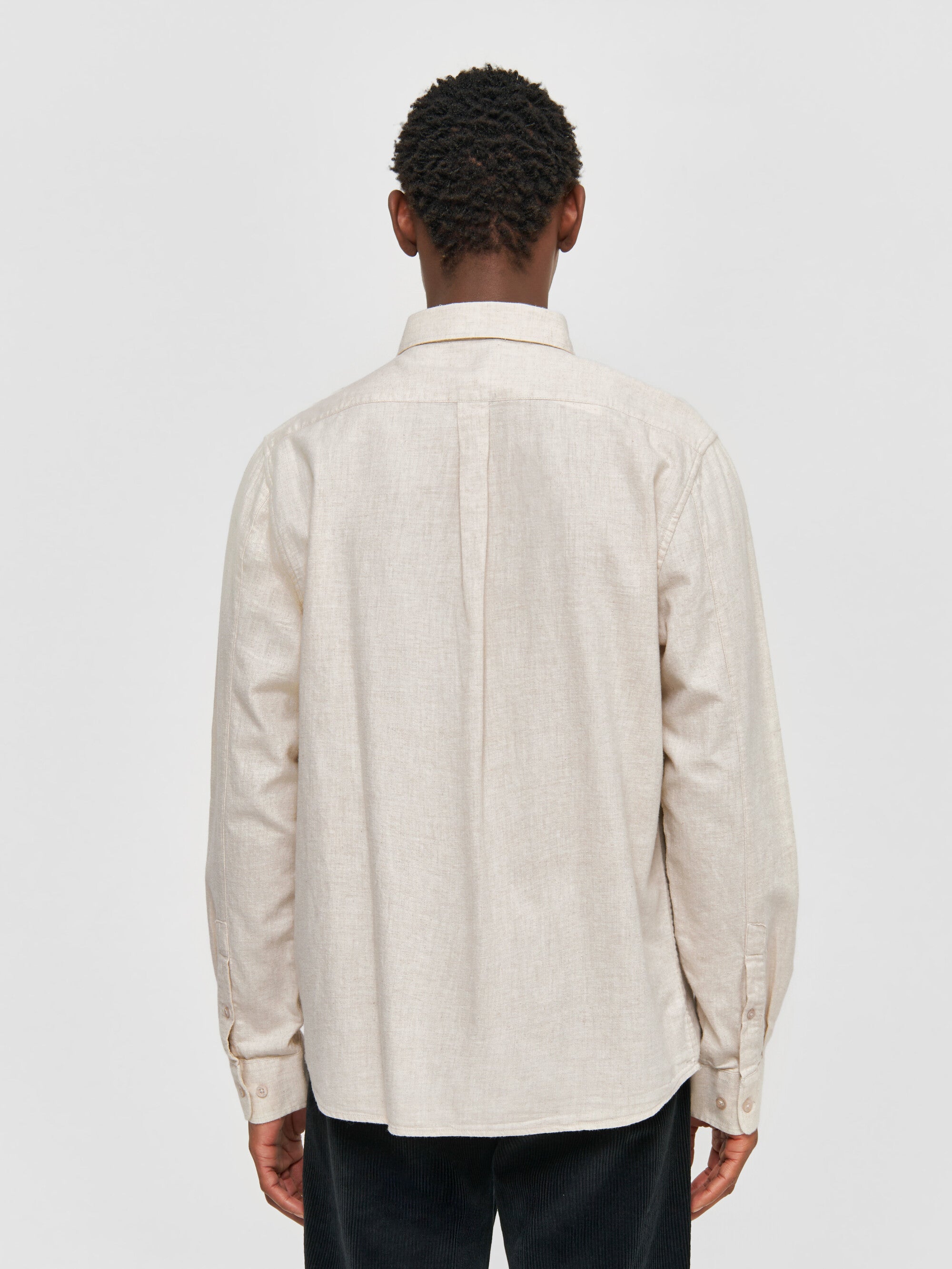 Regular fit melangé flannel stand collar shirt - Forrest Night