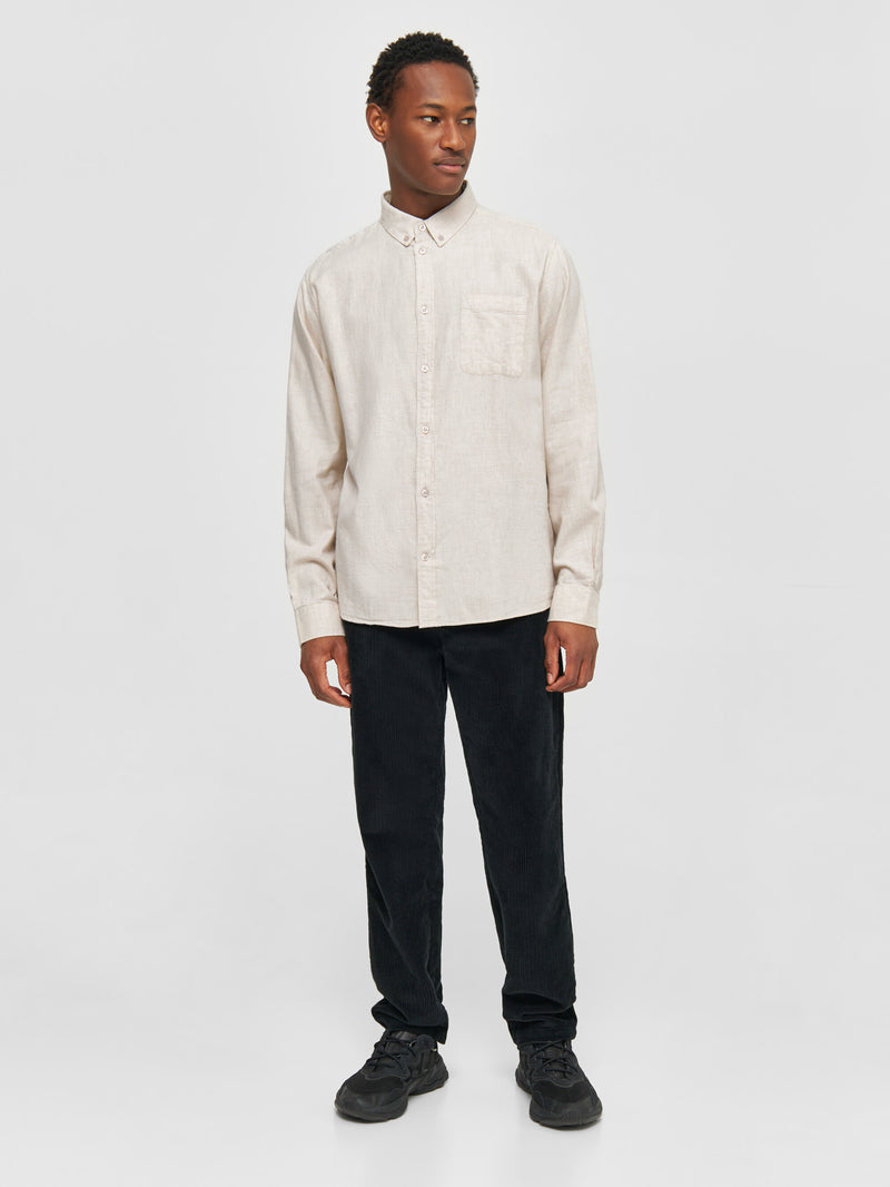KnowledgeCotton Apparel - MEN Regular fit melangé flannel shirt Shirts 1165 Greige