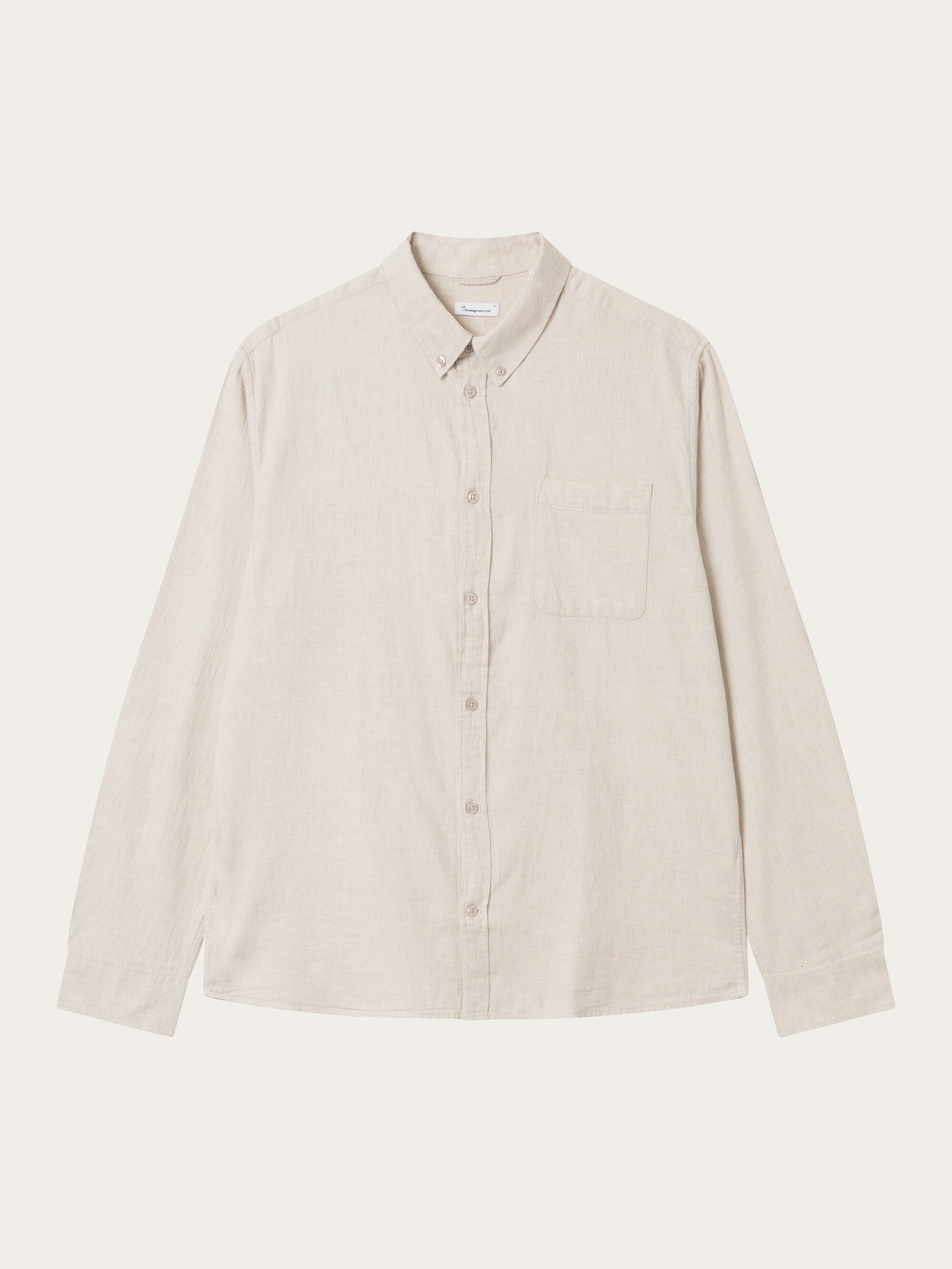 Regular fit melangé flannel shirt - Dark Grey Melange