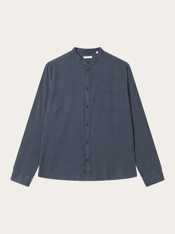 Regular fit melangé flannel stand collar shirt - Total Eclipse