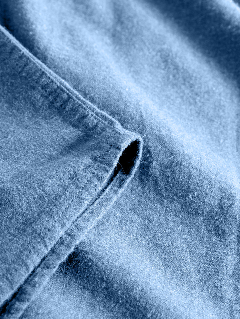 KnowledgeCotton Apparel - MEN Regular fit melangé flannel stand collar shirt Shirts 1188 Dark Denim