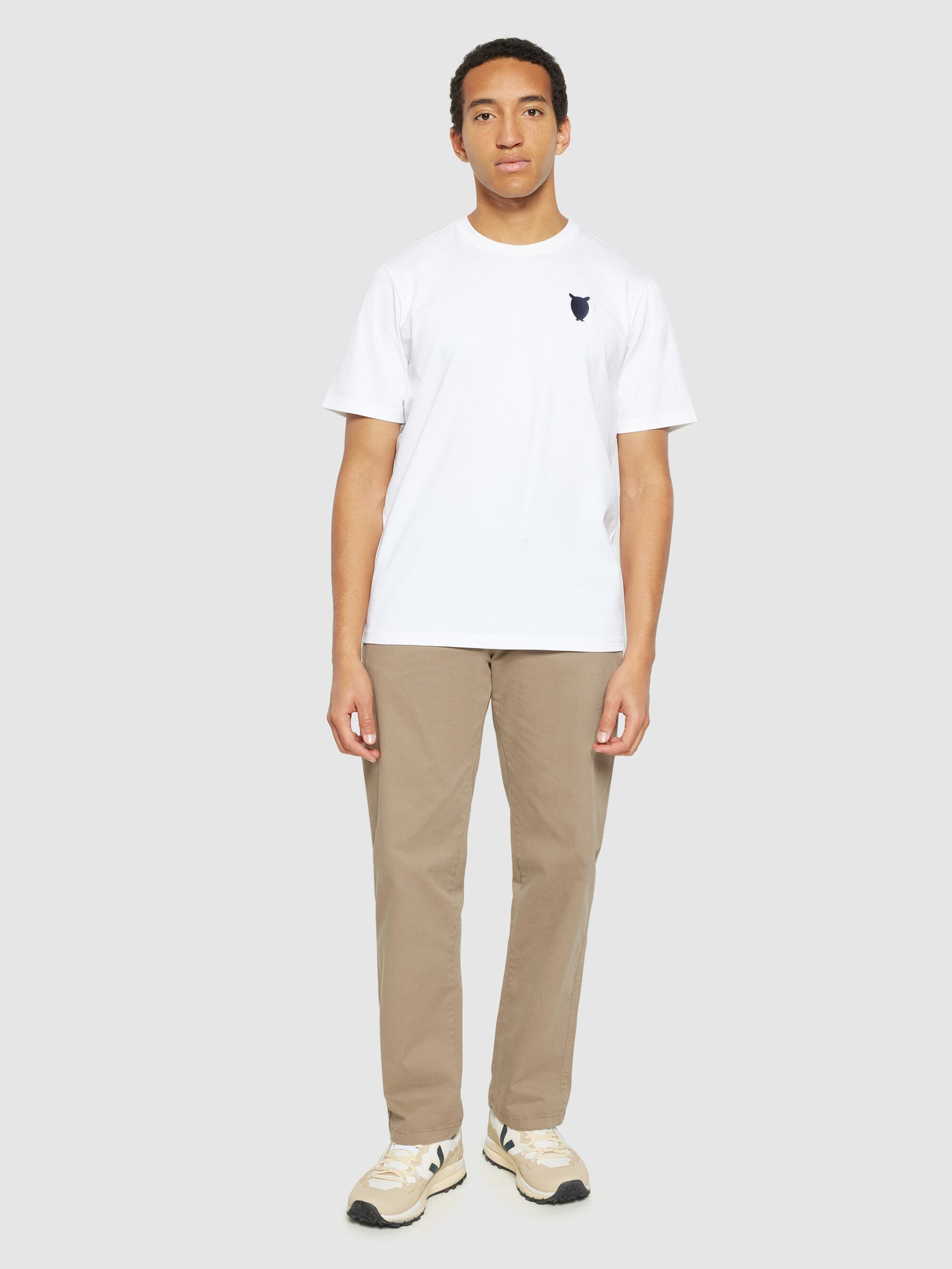 Buy Regular fit owl chest embroidery t-shirt - Bright White