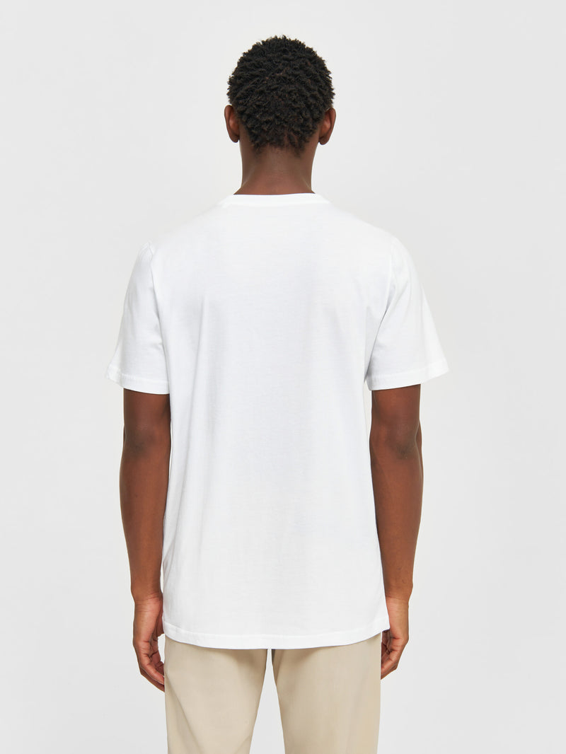 KnowledgeCotton Apparel - MEN Regular fit owl chest print t-shirt T-shirts 1010 Bright White