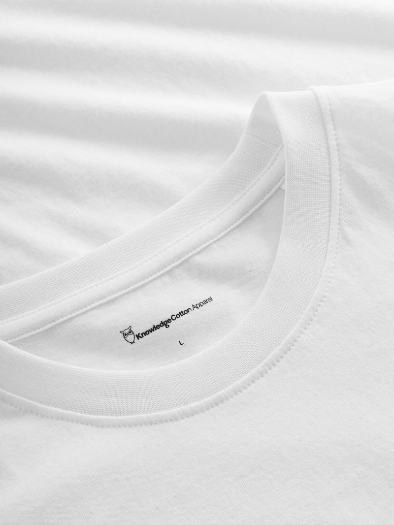 KnowledgeCotton Apparel - MEN Regular fit owl chest print t-shirt T-shirts 1010 Bright White