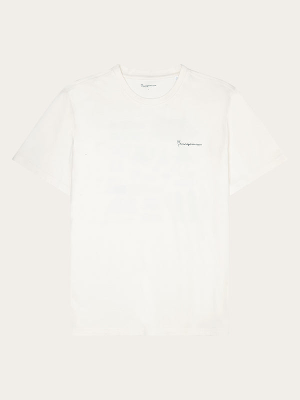 KnowledgeCotton Apparel - MEN Regular fit owl trip print t-shirt - Regenerative Organic Certified® - GOTS/Vegan T-shirts 1387 Egret