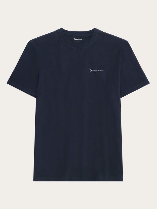 KnowledgeCotton Apparel - MEN Regular fit owl trip print t-shirt - Regenerative Organic Certified® - GOTS/Vegan T-shirts 1412 Night Sky