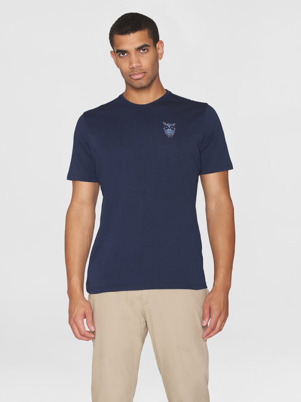 KnowledgeCotton Apparel - MEN Regular fit single jersey small chest print t-shirt - GOTS/Vegan T-shirts 1412 Night Sky