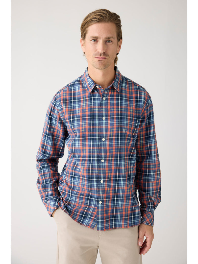 KnowledgeCotton Apparel - MEN Regular fit small checked flannel shirt - GOTS/Vegan Shirts 7021 blue check