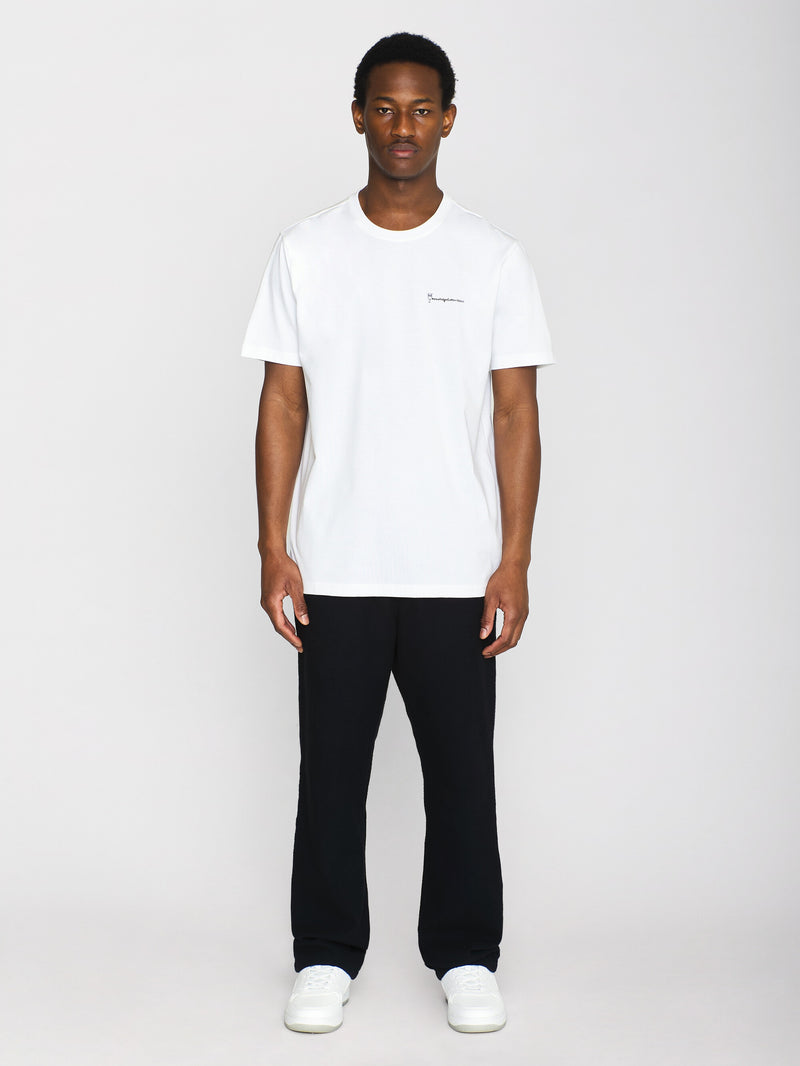 KnowledgeCotton Apparel - MEN Regular fit with mountain back print t-shirt - GOTS/Vegan T-shirts 1010 Bright White