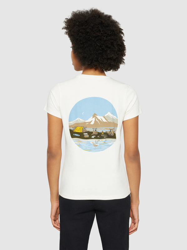 KnowledgeCotton Apparel - WMN Regular fitted back print tee - Regenerative Organic Certified® - GOTS/Vegan T-shirts 1387 Egret