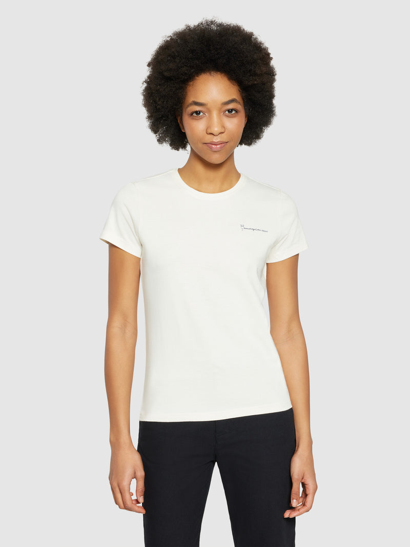 KnowledgeCotton Apparel - WMN Regular fitted back print tee - Regenerative Organic Certified® - GOTS/Vegan T-shirts 1387 Egret