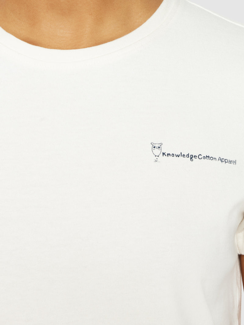 KnowledgeCotton Apparel - WMN Regular fitted back print tee - Regenerative Organic Certified® - GOTS/Vegan T-shirts 1387 Egret