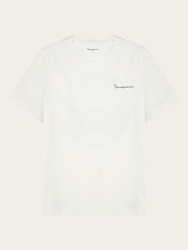 KnowledgeCotton Apparel - WMN Regular fitted back print tee - Regenerative Organic Certified® - GOTS/Vegan T-shirts 1387 Egret