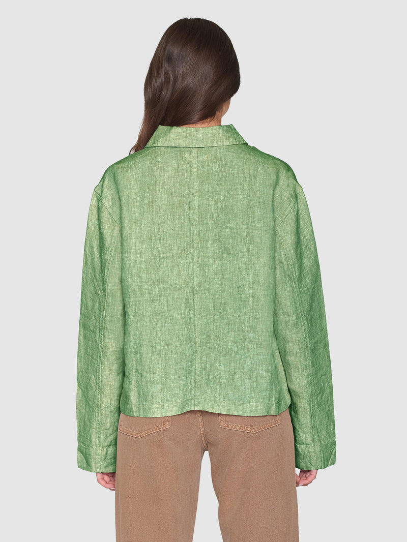 KnowledgeCotton Apparel - WMN Regular linen overshirt - GOTS/Vegan Overshirts 1454 Shale Green