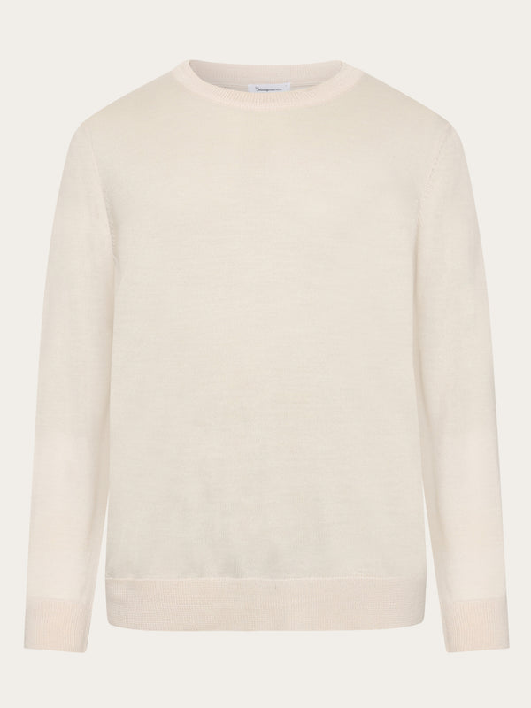 KnowledgeCotton Apparel - MEN Regular merino knit crew neck - RWS Knits 1346 Kelp