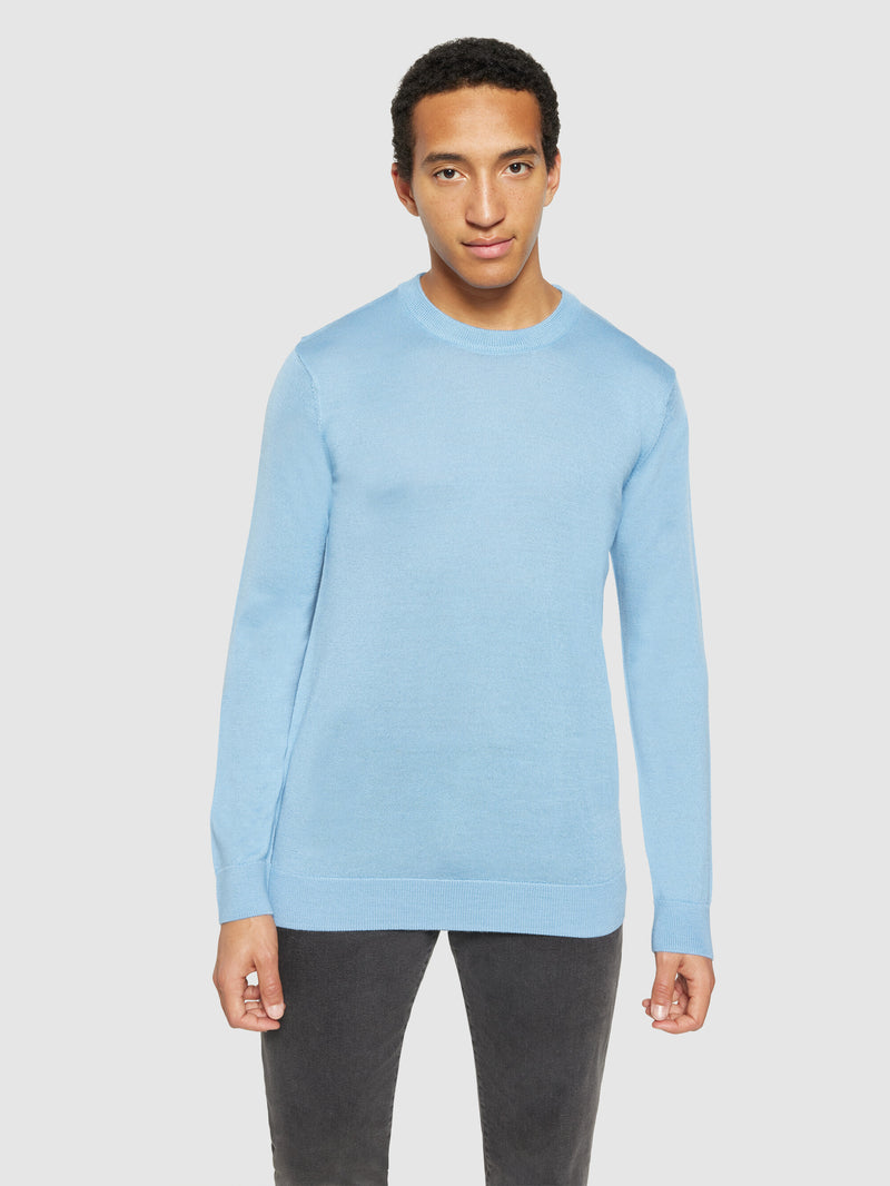 KnowledgeCotton Apparel - MEN Regular merino knit crew neck - RWS Knits 1463 Glacier Lake