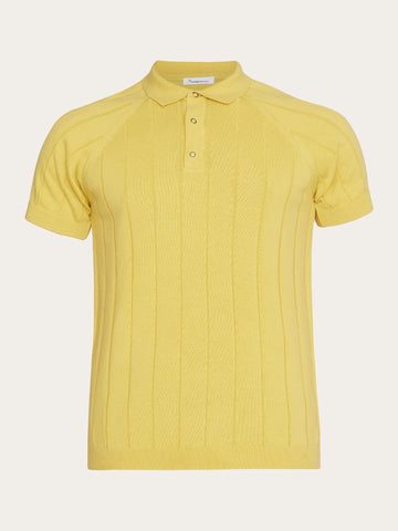 Regular short sleeved striped knitted polo - GOTS/Vegan
