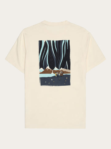 KnowledgeCotton Apparel - MEN Regular single jersey hik printed t-shirt - Regenerative Organic Certified™ - GOTS/Vegan T-shirts 1387 Egret