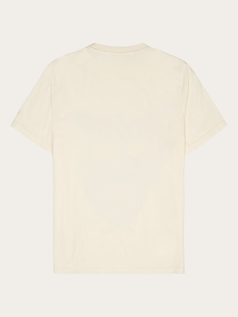 KnowledgeCotton Apparel - MEN Regular single jersey mountain owl printed t-shirt - Regenerative Organic Certified™ - GOTS T-shirts 1387 Egret