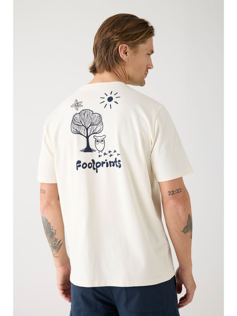 KnowledgeCotton Apparel - MEN Regular single jersey printed t-shirt - Regenerative Organic Certified™ - GOTS/Vegan T-shirts 1387 Egret