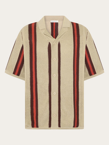 KnowledgeCotton Apparel - MEN Regular striped knit shirt Knits 8025 Red Stripe