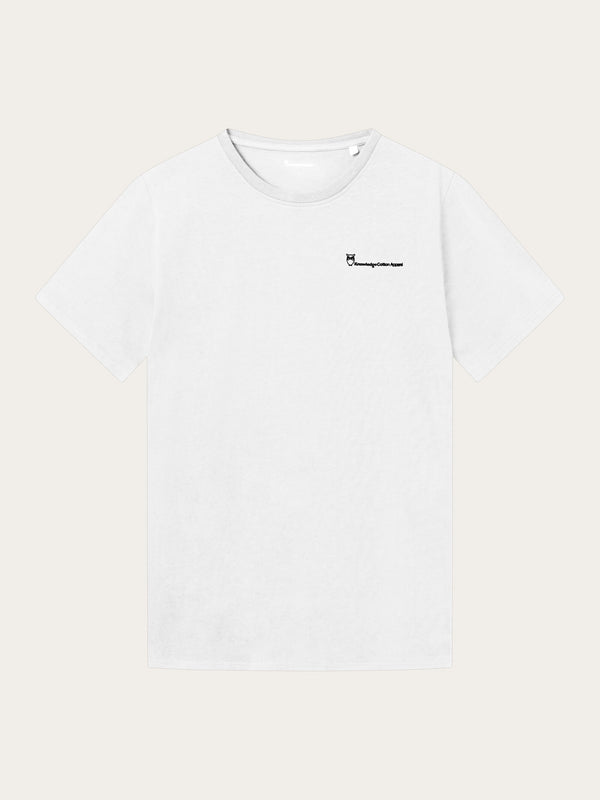 KnowledgeCotton Apparel - MEN Regular trademark chest print t-shirt T-shirts 1010 Bright White