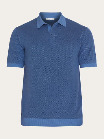 Regular two toned knitted short sleeved polo - GOTS/Vegan