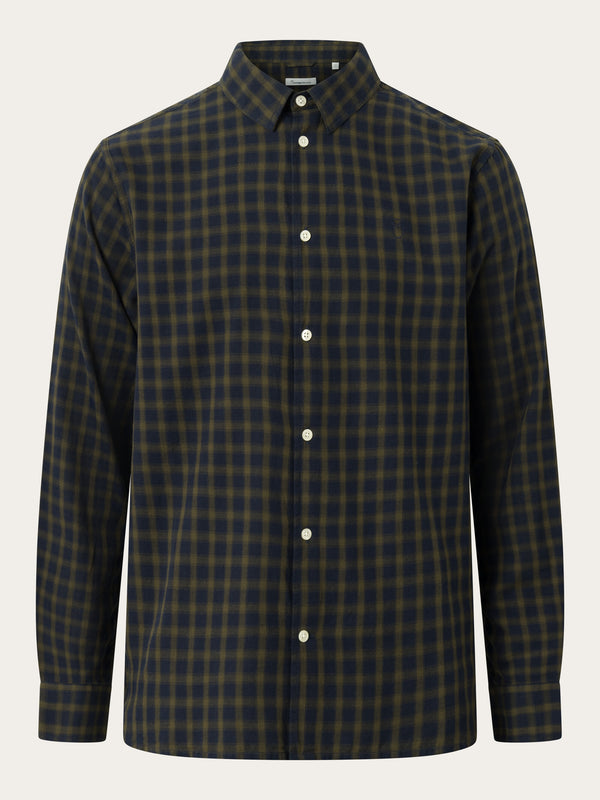 KnowledgeCotton Apparel - MEN Regularfit small checkered shirt Shirts 7021 blue check