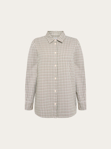 KnowledgeCotton Apparel - WMN Relaxed check shirt Shirts 7023 Green check