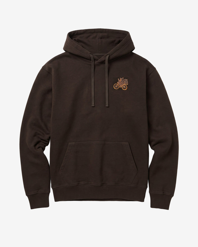 KnowledgeCotton Apparel - MEN Relaxed embroidery hoodie Sweats 1487 Chocolate Torte