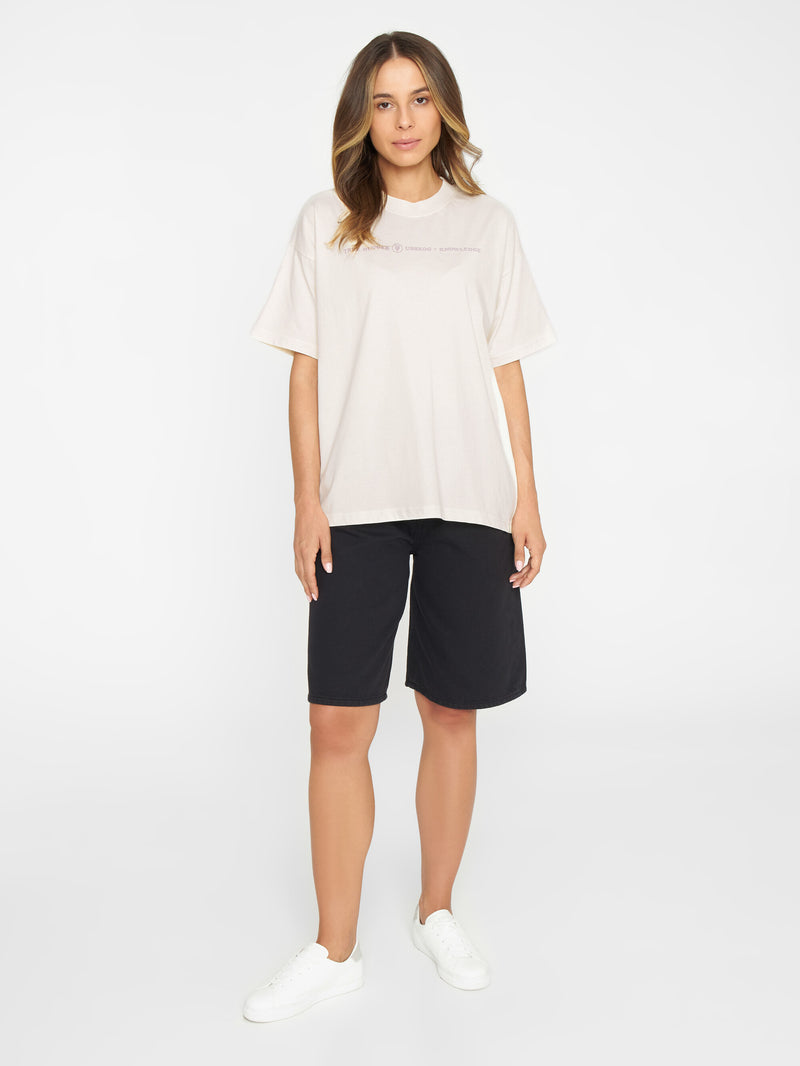 KnowledgeCotton Apparel - WMN Relaxed fit Urskog tee T-shirts 1387 Egret
